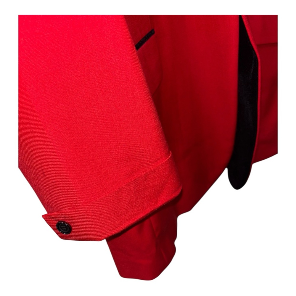Tazio Italy Mens 44L Red Jacket Black Velvet Trim Tuxedo Blazer Holiday Formal - Picture 5 of 14